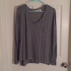 BP Long Sleeve V Neck Striped Pocket Tee